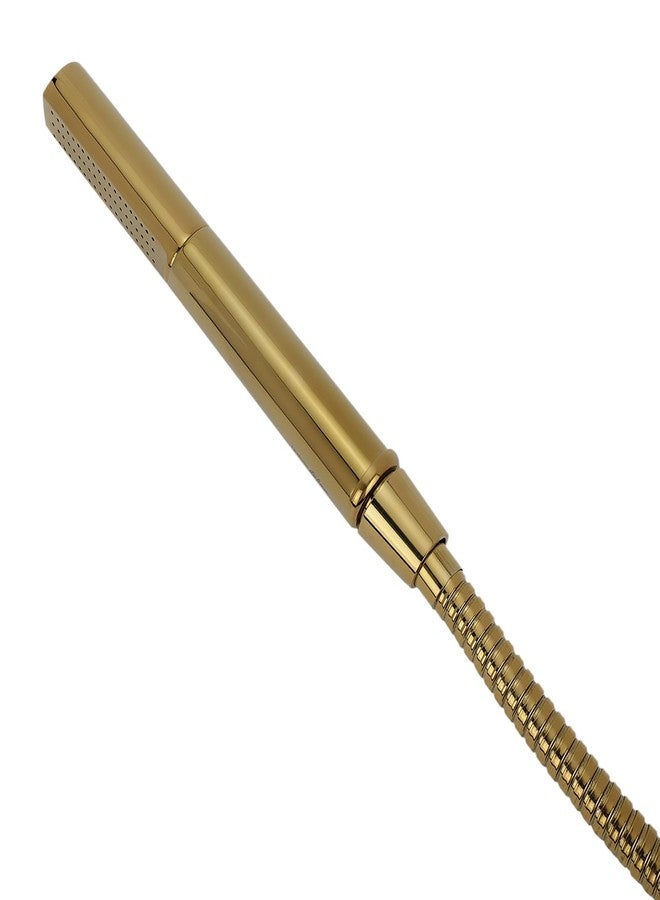 هيندوير مجموعة هندوير الإيطالية F160150PGD دش يدوي للحمام | مصنوع من النحاس | مزود بخرطوم مرن من الفولاذ المقاوم للصدأ بطول 1.5 متر وخطاف جداري | تصميم دائري | دش مطري | اللون: ذهبي - Image 5